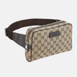 Gucci Belt Bag Fanny Pack GG Waist Bag Brown Canvas Clutch
