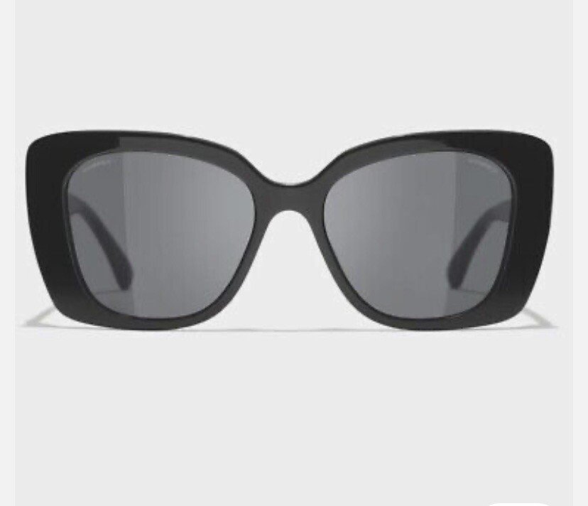 CHANEL CH5422B Black Logo Sunglasses, Black Acetate w/ Strass, Polarized - Image 3