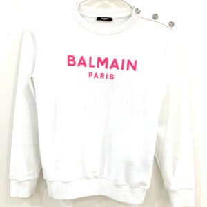BALMAIN Kids White Logo Sweatshirt with Button Accents