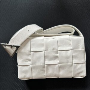 Bottega Veneta Cassette Small Intrecciato Leather Cross-body Bag | White