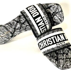 Christian Dior Dway Heeled Sandals with Embroidered Canvas | US 8.5