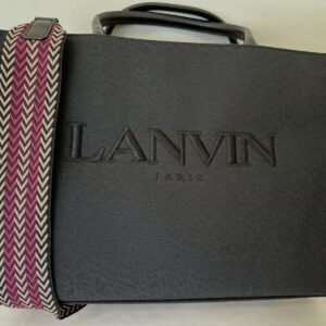 LANVIN Black Canvas and Leather Handles Jacquard Strap Medium In & Out Tote