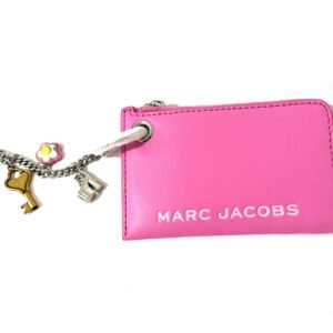 MARC JACOBS Zip Wallet Card Case Coin Key Chain | Pink with Bow