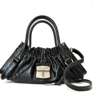 Marc Jacobs The Croc Cristina Small Crossbody Satchel Bag in Black