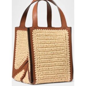 Michael Kors Jordi Raffia Leather Tote