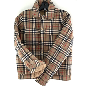 Burberry Check Quilted Nylon Snap Button Jacket in Archive Beige | Size 14Y