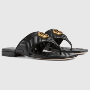 Gucci Double GG Marmont Padded Chevron Thong Sandals | Size 36.5 / US 6.5