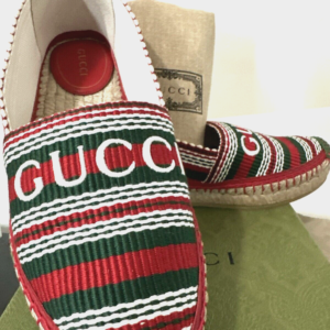 Gucci Sabela Embroidered Red Green Logo Espadrille Sandals