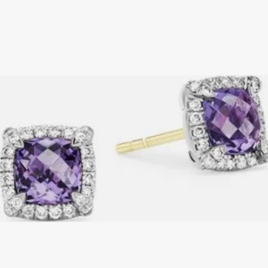 David Yurman Petite Chatelaine®Pavé Bezel Amethyst & Diamonds Earrings